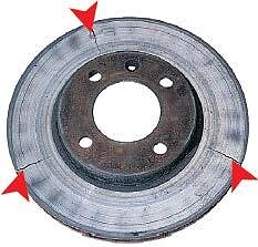 故障现象：制动盘径向开裂，并伴随蓝色斑点